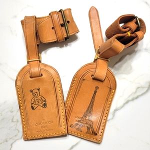 Set of 2 Louis Vuitton Vintage Luggage Tag Stamp Large